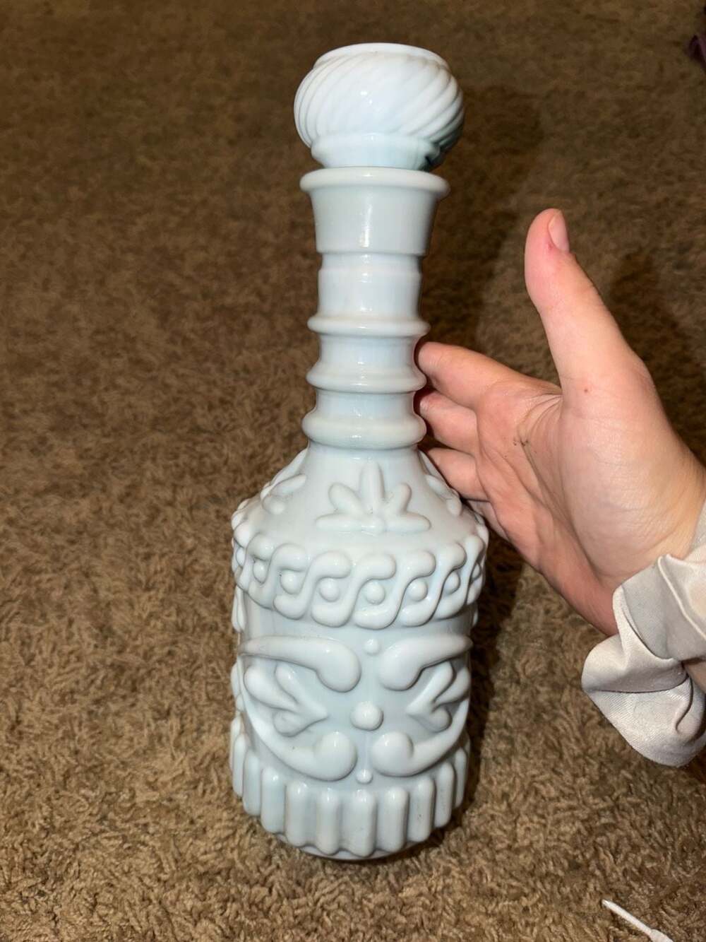 Vintage Decanter Jim Beam White Milk Glass Milkglass 12" Tall